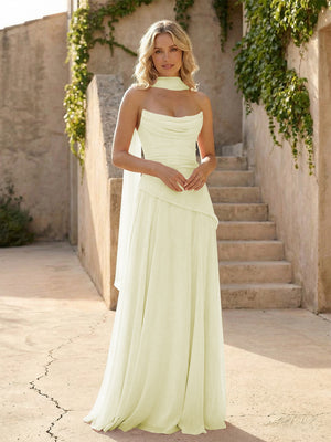 Strapless Chiffon Pleated Mermaid Bridesmaid Dresses with Scarf