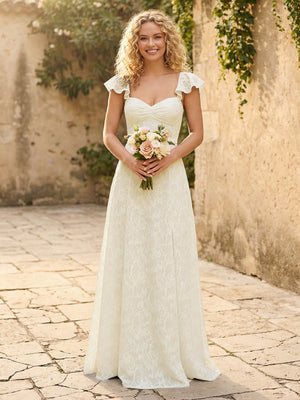 Lace Applique Sweetheart A Line Pleats Bridesmaid Dresses