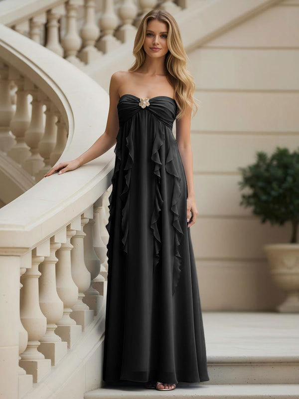 Chiffon Sweetheart Strapless Ruffles Bridesmaid Dresses