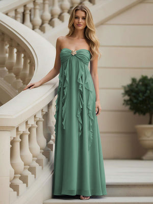 Chiffon Sweetheart Strapless Ruffles Bridesmaid Dresses