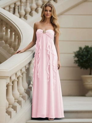 Chiffon Sweetheart Strapless Ruffles Bridesmaid Dresses