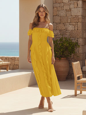 Ruffles Chiffon Off the Shoulder A Line Bridesmaid Dresses