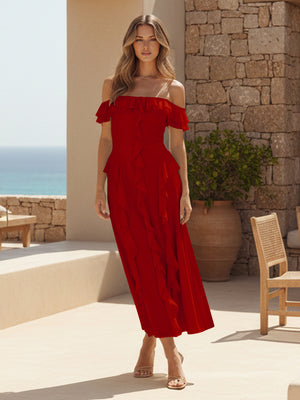 Ruffles Chiffon Off the Shoulder A Line Bridesmaid Dresses