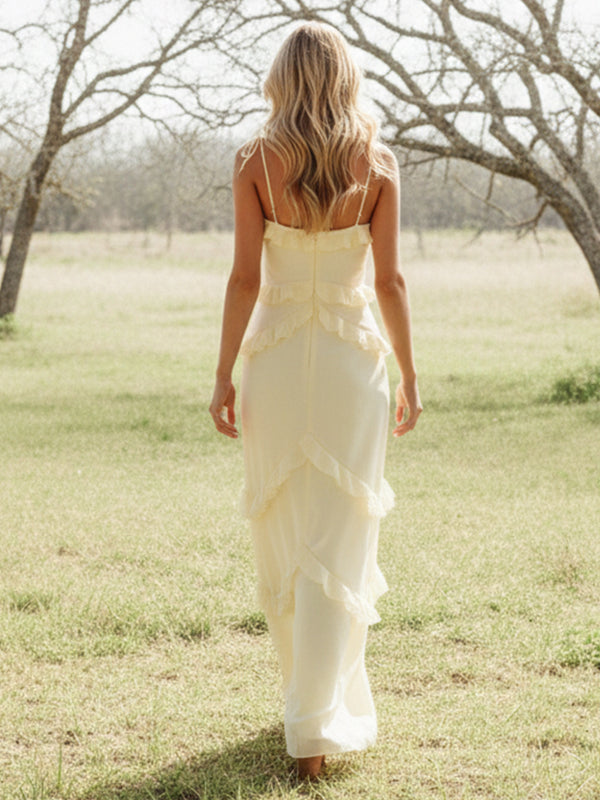 Chiffon Strapless Spaghetti Straps Tiered Ruffles Bridesmaid Dresses