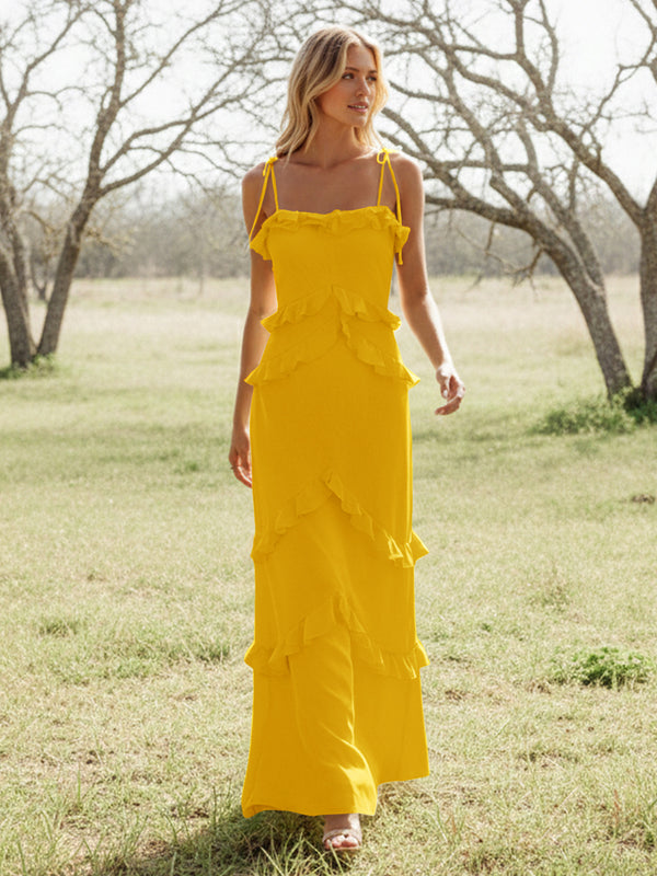 Chiffon Strapless Spaghetti Straps Tiered Ruffles Bridesmaid Dresses