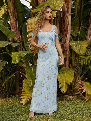 Floral Spaghetti Straps Ruffles Bridesmaid Dresses