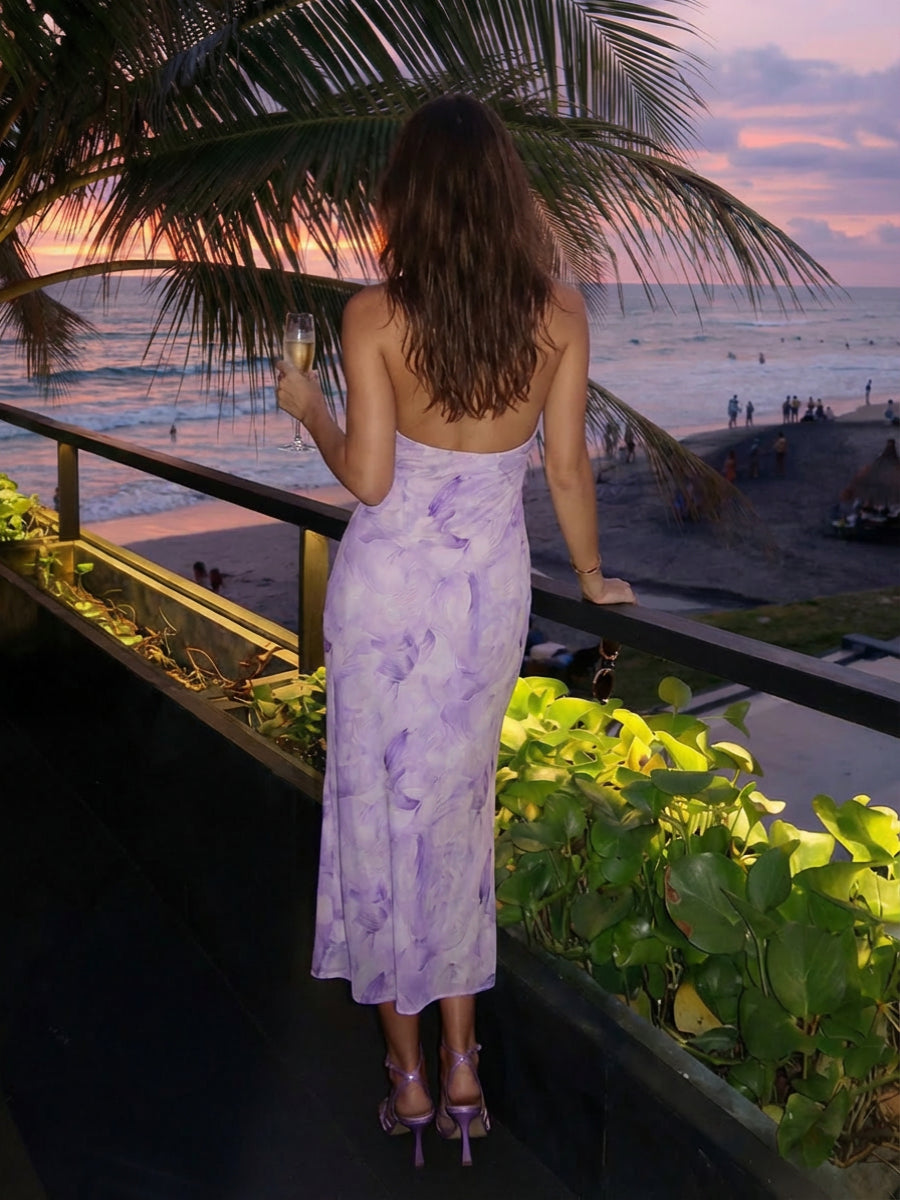 Scoop Neck Cut Out Floral Wedding Guest Dresses