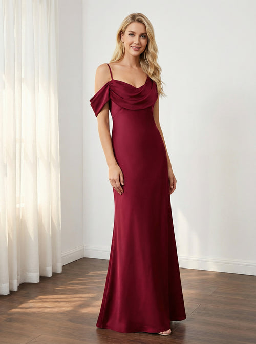 Satin Off Shoulder Mermaid Bridesmaid Dresses for Women