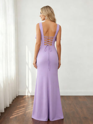 Chiffon Mermaid Cowl Neck Bridesmaid Dresses with Slit