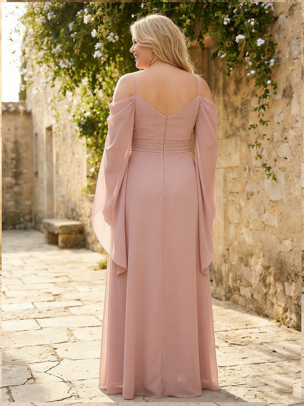 Spaghetti Straps V Neck Corset Ruffles Bridesmaid Dresses