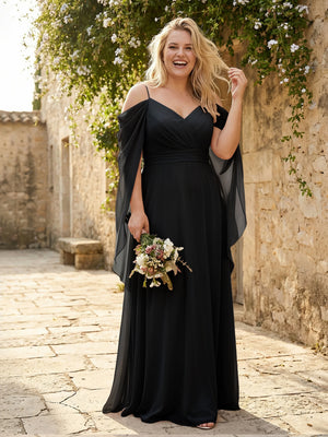 Spaghetti Straps V Neck Corset Ruffles Bridesmaid Dresses