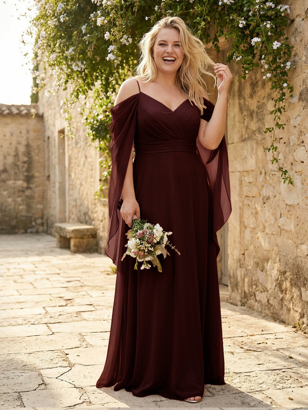 Spaghetti Straps V Neck Corset Ruffles Bridesmaid Dresses