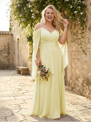 Spaghetti Straps V Neck Corset Ruffles Bridesmaid Dresses