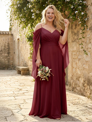 Spaghetti Straps V Neck Corset Ruffles Bridesmaid Dresses