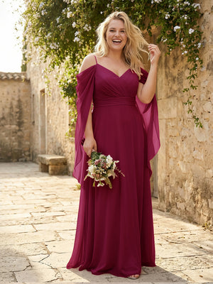 Spaghetti Straps V Neck Corset Ruffles Bridesmaid Dresses