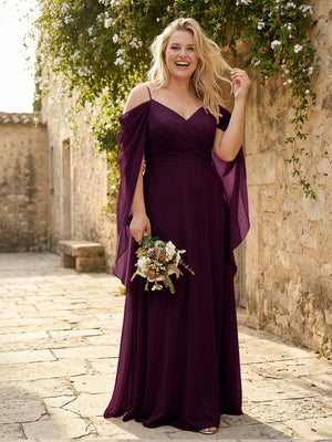 Spaghetti Straps V Neck Corset Ruffles Bridesmaid Dresses