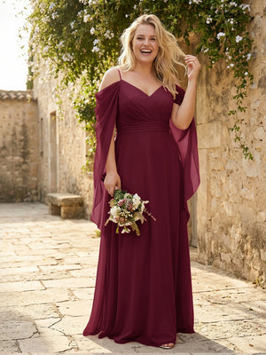 Spaghetti Straps V Neck Corset Ruffles Bridesmaid Dresses