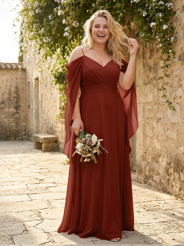 Spaghetti Straps V Neck Corset Ruffles Bridesmaid Dresses