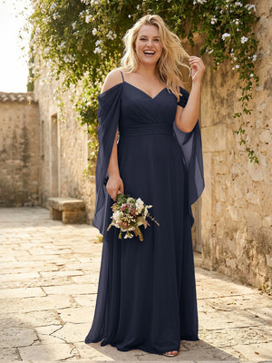 Spaghetti Straps V Neck Corset Ruffles Bridesmaid Dresses