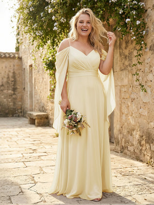 Spaghetti Straps V Neck Corset Ruffles Bridesmaid Dresses