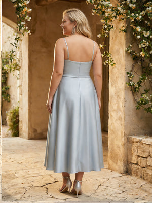 Spaghetti Straps V Neck Corset Pleated Bridesmaid Dresses