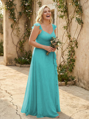 V Neck Sweetheart Chiffon Bridesmaid Dresses
