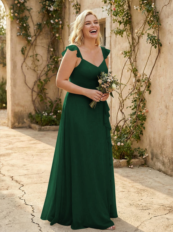 V Neck Sweetheart Chiffon Bridesmaid Dresses