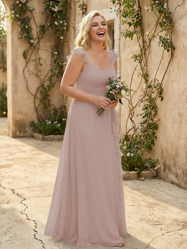 V Neck Sweetheart Chiffon Bridesmaid Dresses