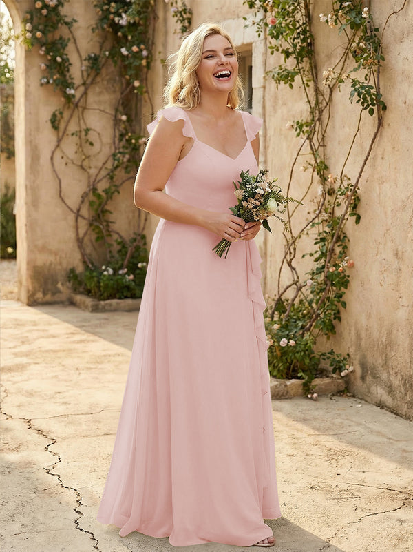 V Neck Sweetheart Chiffon Bridesmaid Dresses