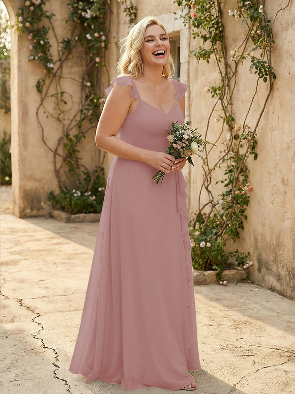 V Neck Sweetheart Chiffon Bridesmaid Dresses
