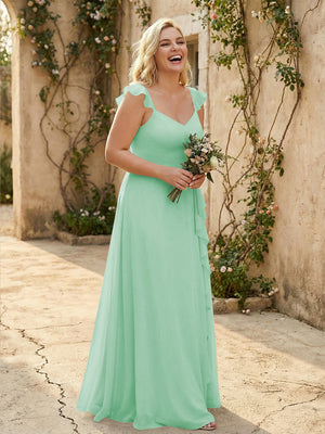 V Neck Sweetheart Chiffon Bridesmaid Dresses