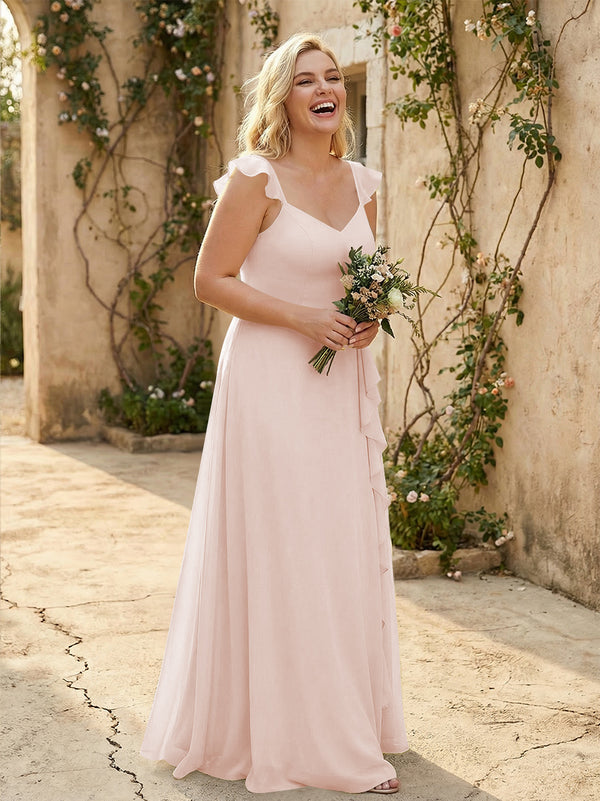 V Neck Sweetheart Chiffon Bridesmaid Dresses