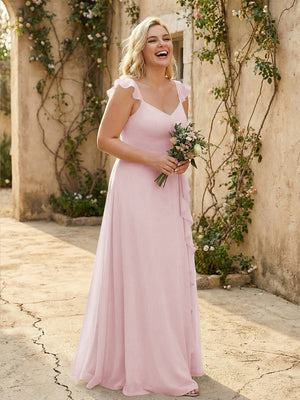 V Neck Sweetheart Chiffon Bridesmaid Dresses
