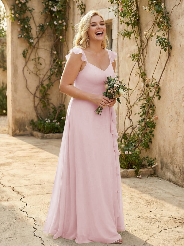 V Neck Sweetheart Chiffon Bridesmaid Dresses