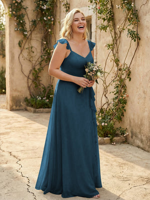 V Neck Sweetheart Chiffon Bridesmaid Dresses