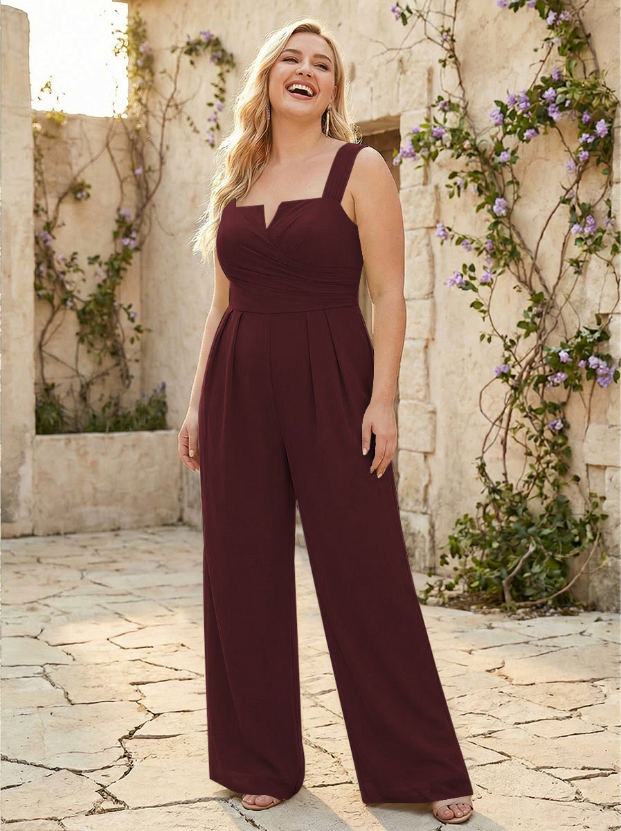 Square Neck Pleated Chiffon One Suitcase Bridesmaid Dresses