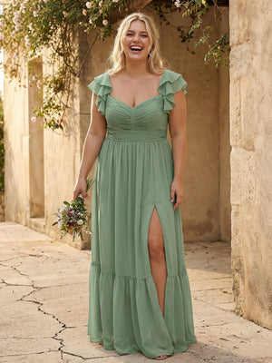 Chiffon Sweetheart Ruffles Bridesmaid Dresses