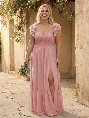 Chiffon Sweetheart Ruffles Bridesmaid Dresses