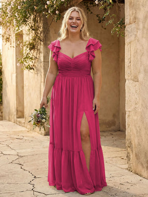 Chiffon Sweetheart Ruffles Bridesmaid Dresses