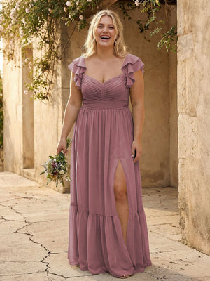 Chiffon Sweetheart Ruffles Bridesmaid Dresses