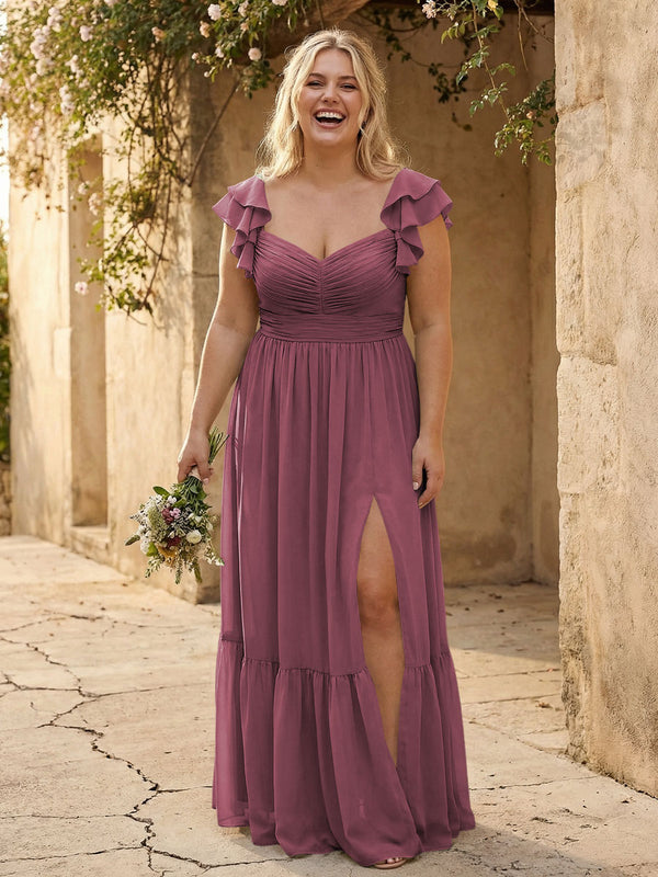 Chiffon Sweetheart Ruffles Bridesmaid Dresses