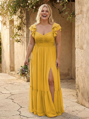 Chiffon Sweetheart Ruffles Bridesmaid Dresses