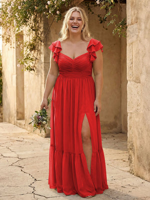 Chiffon Sweetheart Ruffles Bridesmaid Dresses