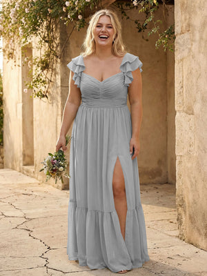 Chiffon Sweetheart Ruffles Bridesmaid Dresses