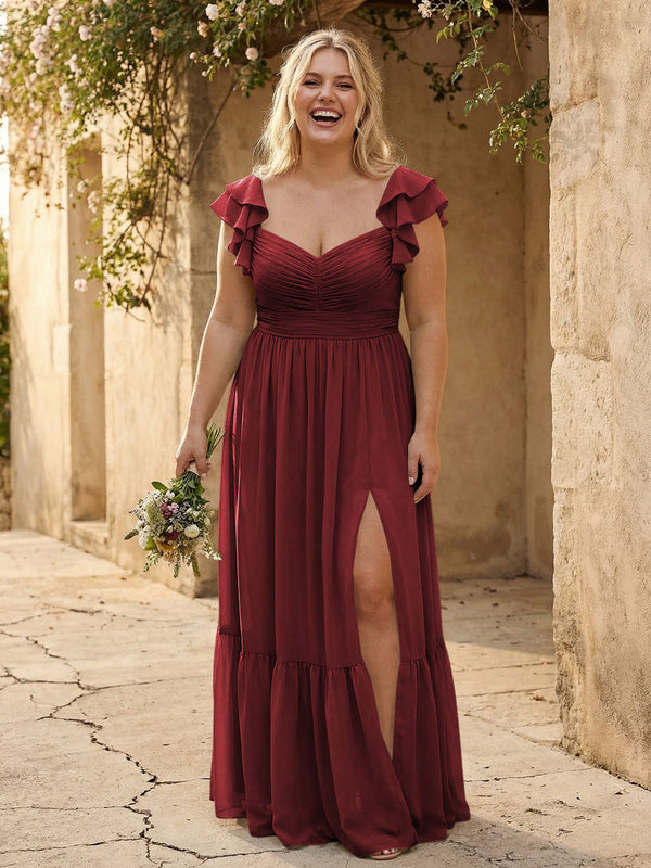 Chiffon Sweetheart Ruffles Bridesmaid Dresses