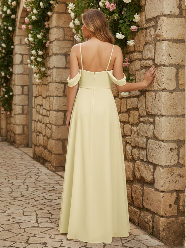 Chiffon Off the Shoulder Pleated Bridesmaid Dresses