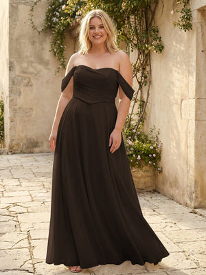 Chiffon Off the Shoulder Pleated Bridesmaid Dresses