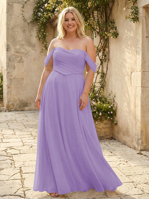 Chiffon Off the Shoulder Pleated Bridesmaid Dresses