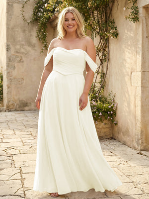 Chiffon Off the Shoulder Pleated Bridesmaid Dresses