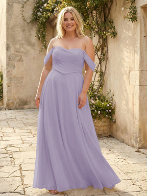Chiffon Off the Shoulder Pleated Bridesmaid Dresses